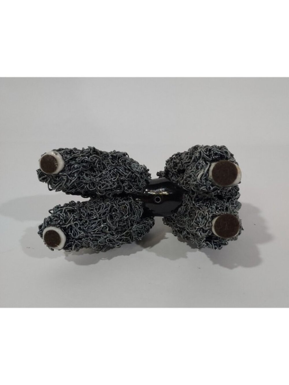 MCM Spaghetti Poodle Standing Dog Figurine Black Base Gray Fur 1950's - Picture 13 of 14